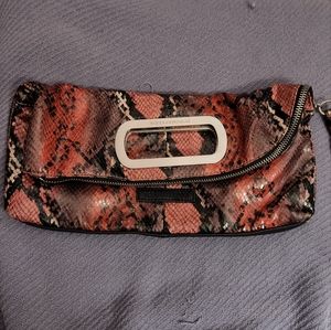 EUC BCBGMaxAzria Foldover Snakeskin Print Clutch